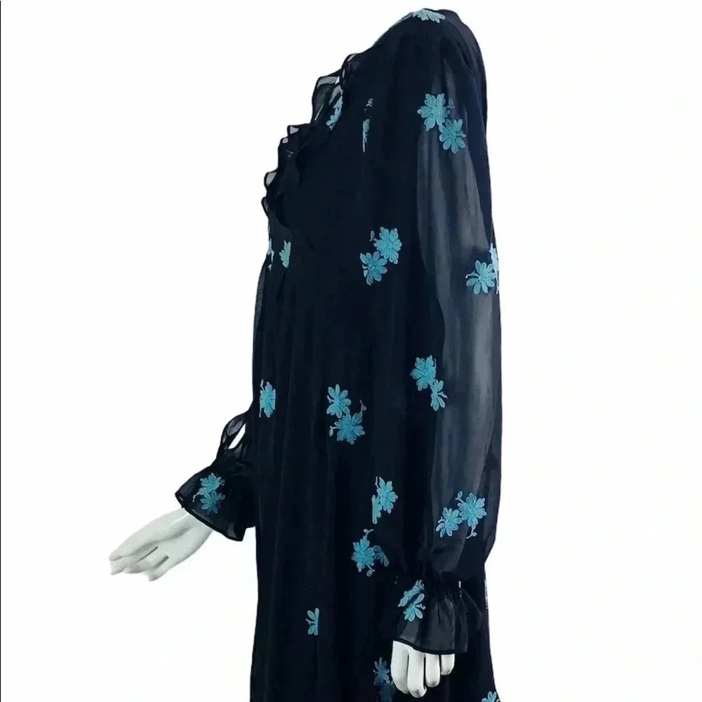 NEW TOPSHOP Idol Women's Size 6 Embellished Floral Long Midi Dress Chiffon - Picture 6 of 10